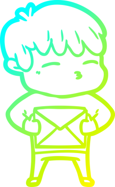 Bir çizgi film karakteri çizen soğuk gradyan bir insan tarafından çizilmiş meraklı çocuk.