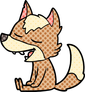 Bir insan tarafından çizilmiş gülen bir kurt.