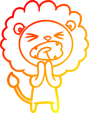 Bir çizgi film aslanının insan tarafından çizilmiş sıcak çizgi çizimi.