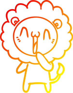 Bir insan tarafından çizilmiş mutlu çizgi film aslanının sıcak çizgi çizimi