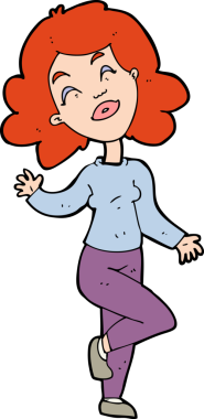 Bir insan tarafından çizilmiş mutlu kadın çizgi filmi.