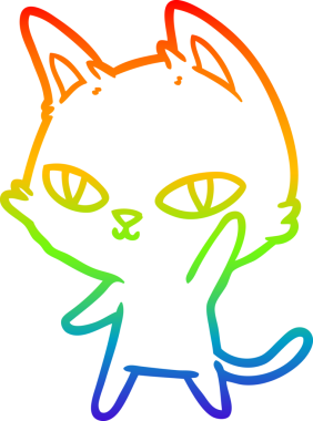 Gökkuşağı gradyan çizgi çizimi Bir insan tarafından çizilen çizgi film kedisi