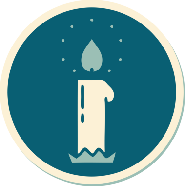 Bir insan tarafından çizilmiş geleneksel bir mum stiliyle dövme çıkartması.