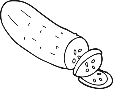 Bir insan tarafından çizilmiş siyah beyaz çizilmiş salatalık.