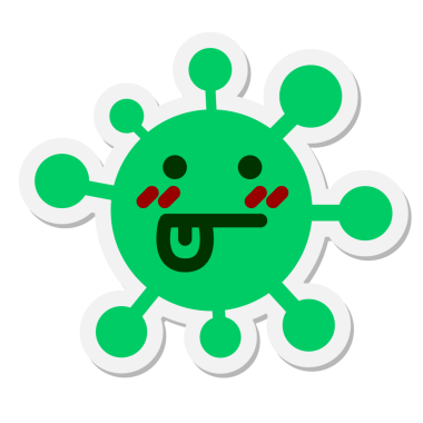 Bir insan tarafından çizilmiş kafası karışmış virüs etiketi.