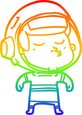 gökkuşağı gradyan çizimi bir çizgi insan tarafından çizilmiş kendinden emin astronot