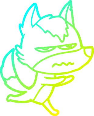 Bir insan tarafından çizilmiş, kızgın bir kurdun soğuk çizgi çizimi.