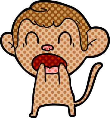 Bir insan tarafından çizilmiş bağıran çizgi maymun.