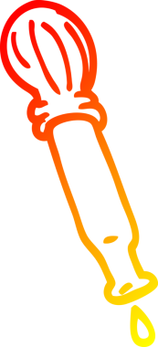 Bir insan tarafından çizilmiş çizgi film damlayan pipetinin sıcak çizgi çizimi