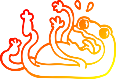 Bir insan tarafından çizilmiş bir kurbağanın sıcak çizgi çizimi