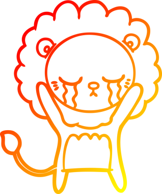 Bir insan tarafından çizilmiş, ağlayan bir aslanın sıcak çizgi çizgisi.