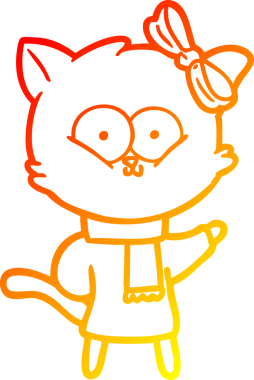 Bir insan tarafından çizilmiş çizgi film kedisinin sıcak çizgi çizimi