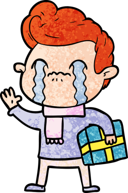 Bir insan tarafından çizilmiş ağlayan çizgi film adamı.