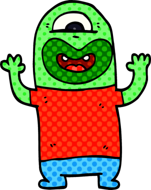 Bir insan tarafından çizilmiş uzaylı canavar karalaması.