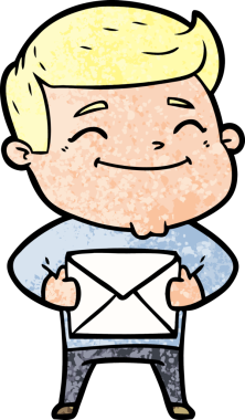 Bir insan tarafından çizilmiş mutlu karikatür adamı.