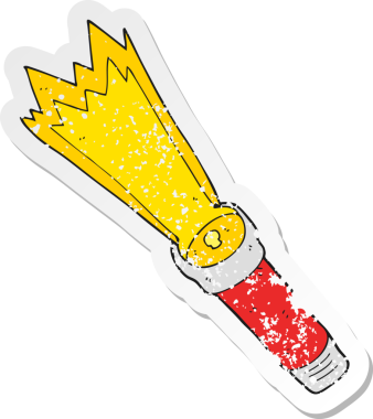 Bir insan tarafından çizilmiş bir karikatür meşalesinin geriletilmiş yapıştırması.