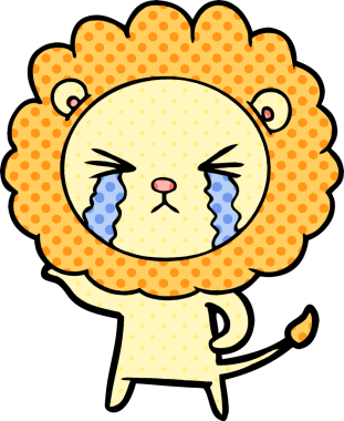 Bir insan tarafından çizilmiş ağlayan bir aslan.