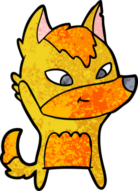 Bir insan tarafından çizilmiş tilki çizgi film karakteri