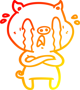 Bir insan tarafından çizilmiş, ağlayan bir domuz çizgi filmi.