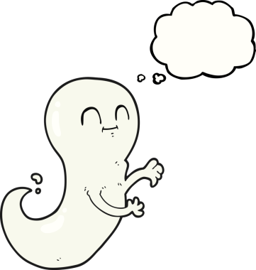 Bir insan tarafından çizilmiş serbest çizim baloncuk çizgi film hayaleti.