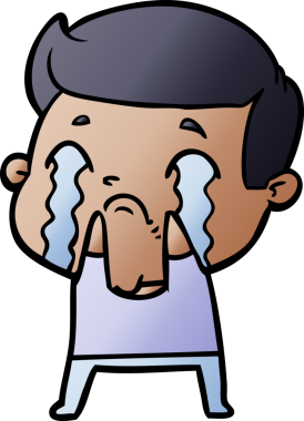 Bir insan tarafından çizilmiş ağlayan çizgi film adamı.