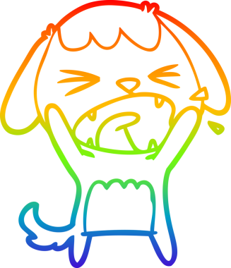 Gökkuşağı gradyan çizgisi bir insan tarafından çizilmiş şirin bir çizgi köpek havlaması.