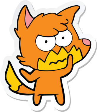 Bir insan tarafından çizilmiş, kızgın tilki çıkartması.