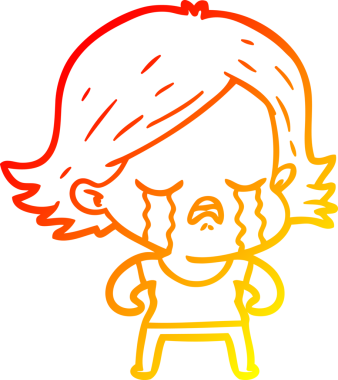 Bir insan tarafından çizilmiş ağlayan çizgi film kızı çizimi.