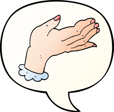 bir insan tarafından çizilmiş yumuşak eğimli konuşma baloncuğu ile çizgi film eli