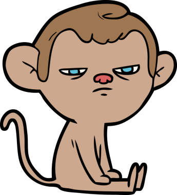 Bir insan tarafından çizilmiş sinir bozucu bir maymun.