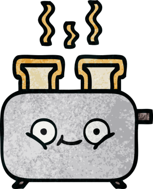 Bir insan tarafından çizilmiş bir tost makinesinin retro grunge doku karikatürü