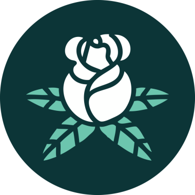 Bir insan tarafından çizilmiş tek bir gülün ikonik dövme şekli