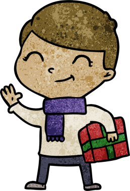 Bir insan tarafından çizilmiş gülümseyen çizgi film çocuğu.