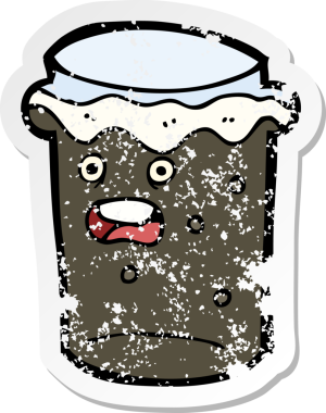 Bir insan tarafından çizilmiş bira karikatürünün gerilmiş yapıştırması.