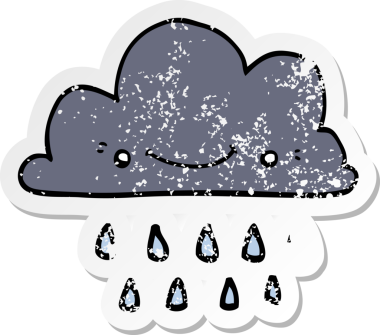 Bir insan tarafından çizilmiş karikatür fırtına bulutunun sıkıntılı çıkartması.