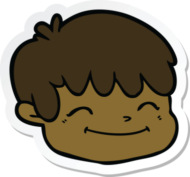 Bir insan tarafından çizilmiş karikatür erkek yüzü çıkartması