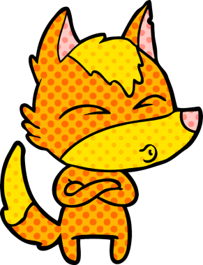 Bir insan tarafından çizilmiş tilki çizgi film karakteri