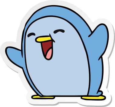 Bir insan tarafından çizilmiş sevimli bir penguen resmi.