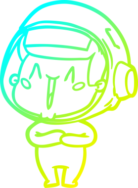 Bir insan tarafından çizilmiş mutlu bir astronotun soğuk gradyan çizimi.