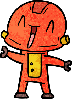 Bir insan tarafından çizilmiş çizgi film robotu