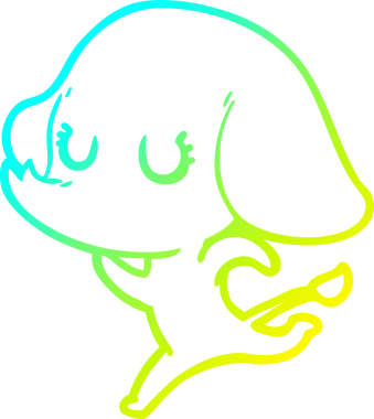 Bir insan tarafından çizilmiş şirin bir filin soğuk gradyan çizgisi