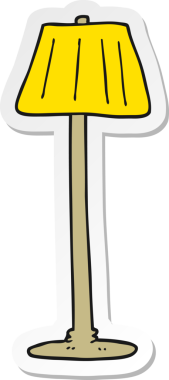 Bir insan tarafından çizilmiş çizgi film lambası çıkartması.