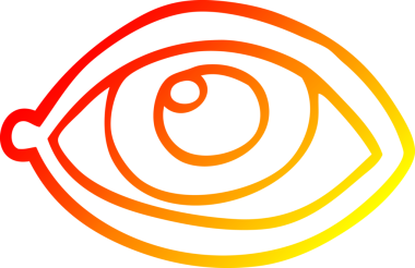 Bir insan tarafından çizilmiş çizgi film gözünün sıcak gradyan çizimi