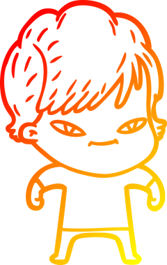 Bir insan tarafından çizilmiş mutlu bir kadının çizgi çizimi.