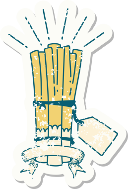 Bir insan tarafından çizilmiş bir demet pırasa dövmesi.