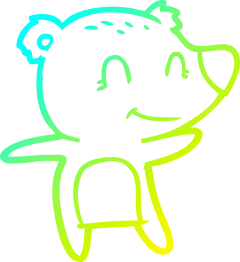 Bir insan tarafından çizilmiş gülen kutup ayısı çizgi filmi.