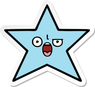 Bir insan tarafından çizilmiş şirin bir çizgi film yıldızının çıkartması.