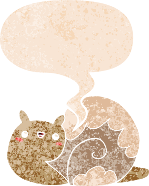 Tatlı çizgi film salyangozu ile konuşma balonu grunge sıkıntılı retro dokuma tarzı bir insan tarafından çizilmiş