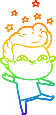 Gökkuşağı gradyanı çizimi bir insan tarafından çizilmiş heyecanlı bir çizgi film