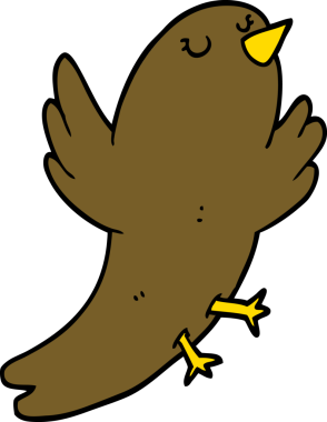 Bir insan tarafından çizilmiş çizgi film kuşu.